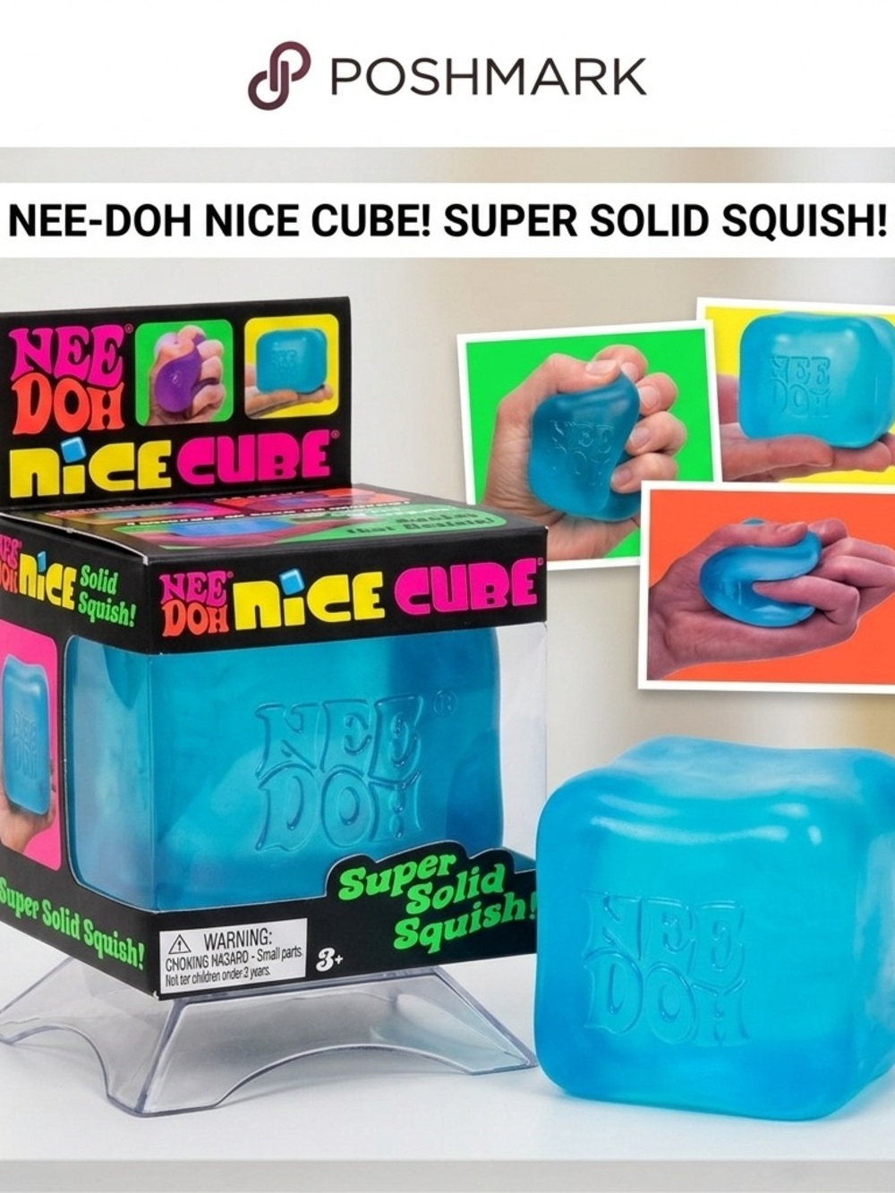 Nee-Doh Nice Cube Blue Super Solid Squish